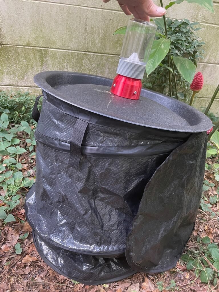 Entovates' human powered pop-up Resting trap with collection lid and jar is effective in catching mosquitoes that have recently taken a blood meal.  It should be placed in a shaded area.